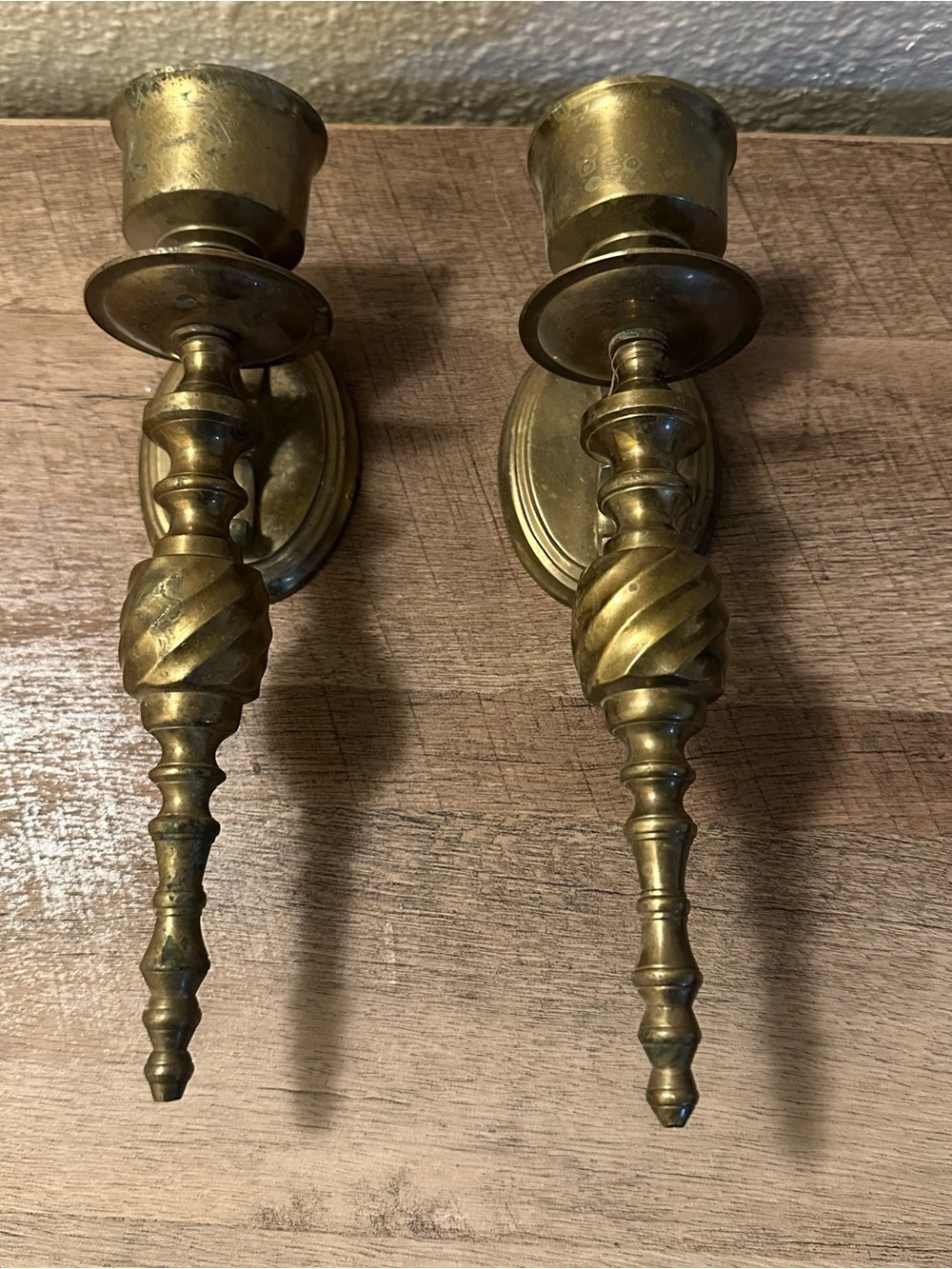 Brass Wall Sconce Pair in Antique Gold Finish Vintage Solid Brass Wall Sconces